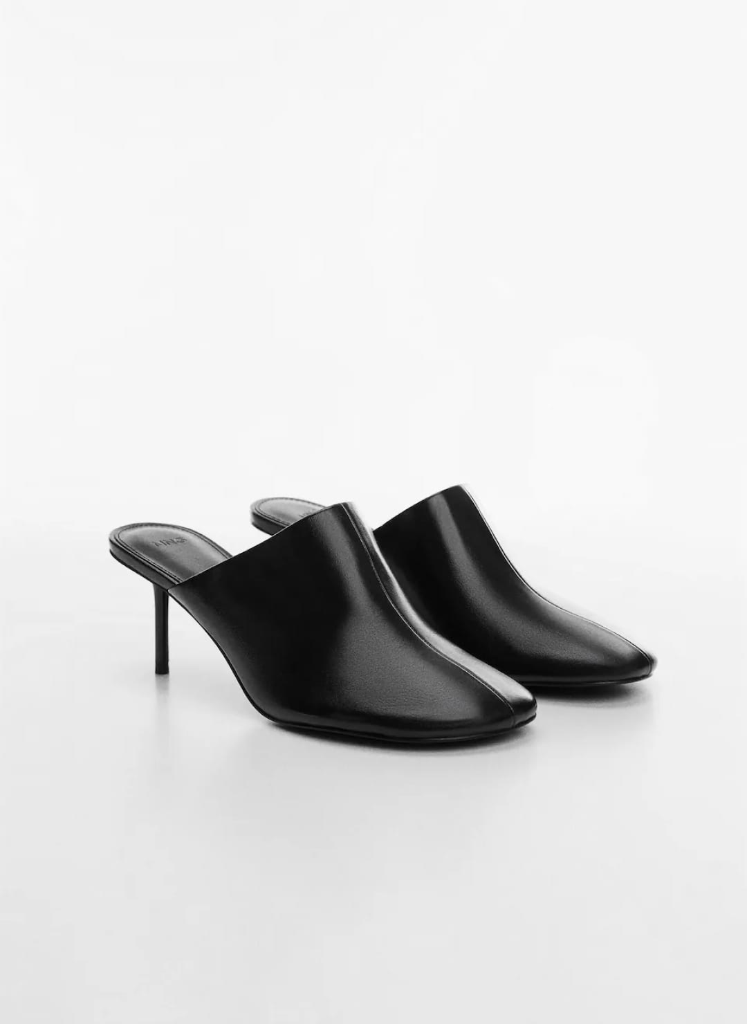 Stiletto heel leather mules