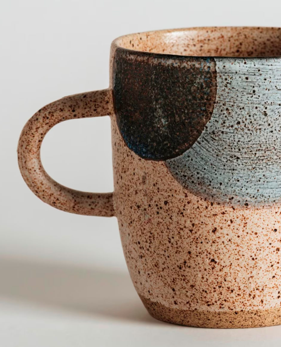 Ceramic Floral Handmade Vase with Diamond Pattern